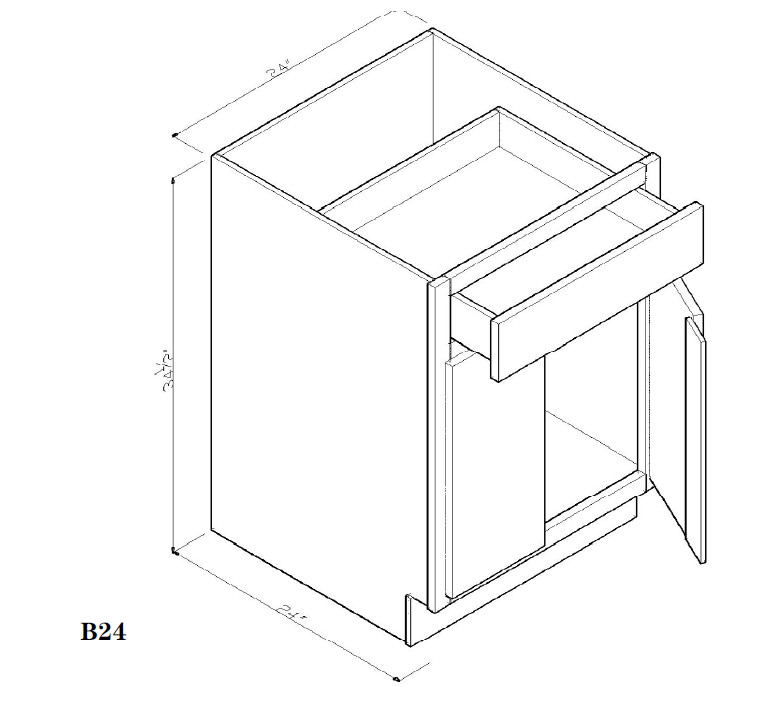 Special Order - 24" Base Cabinet Arcadia White Shaker - B24 Arcadia White Base Cabinets GHI SPACW Special Order