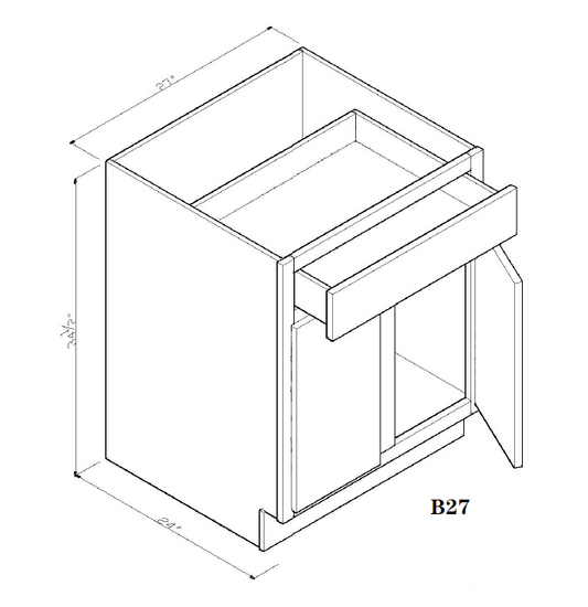 27" Base Cabinet Arcadia White Shaker - B27 Arcadia White Base Cabinets GHI GHI-INSTORE