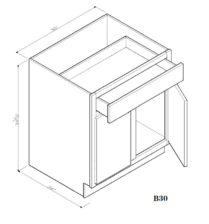 30" Base Cabinet Arcadia White Shaker - B30 Arcadia White Base Cabinets GHI GHI-INSTORE