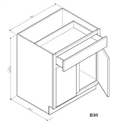 30" Base Cabinet Arcadia White Shaker - B30 Arcadia White Base Cabinets GHI GHI-INSTORE