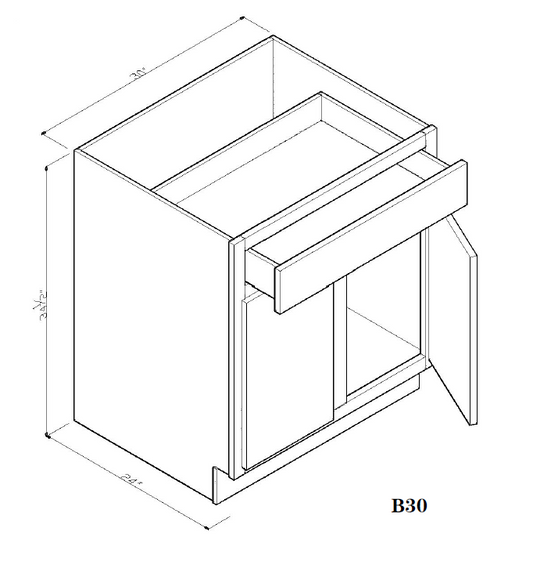 30" Base Cabinet Arcadia White Shaker - B30 Arcadia White Base Cabinets GHI GHI-INSTORE