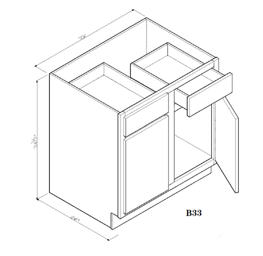 33" Base Cabinet Arcadia White Shaker - B33 Arcadia White Base Cabinets GHI GHI-INSTORE