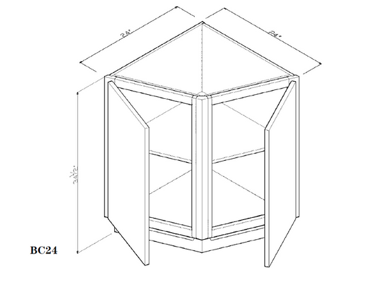 Special Order - 24" Diagonal Corner Base Cabinet Frontier Shaker - BC24 Base Cabinets Corner Base Cabinets Frontier Shaker GHI Special Order SPFTS