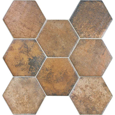 "Caloca Terra" Hexagon Mosaic Tile - 17.25" x 18" - 12.35 sq ft Porcelain Tile