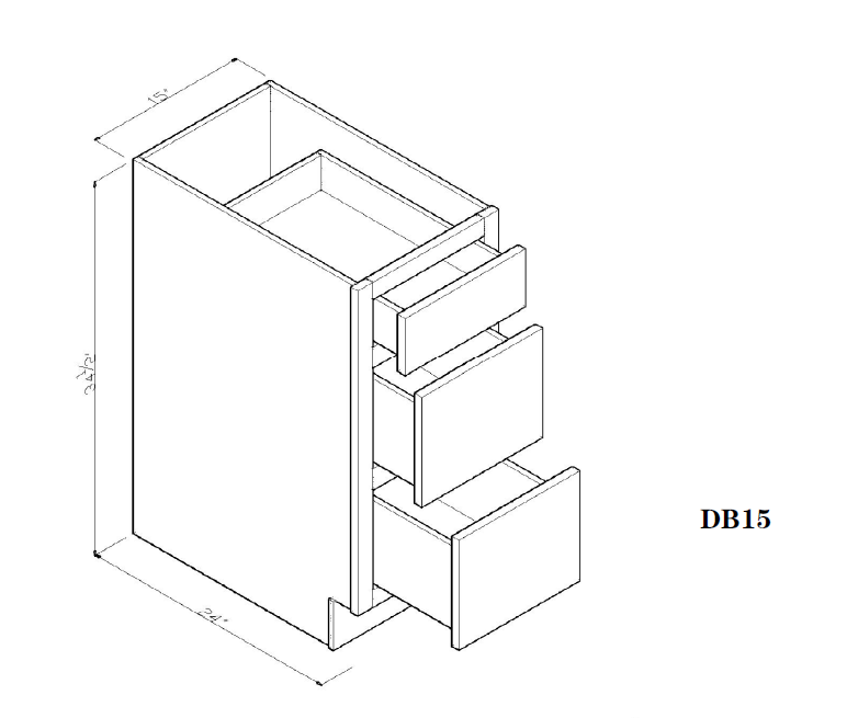 Special Order - 15" Drawer Base Cabinet Arcadia White Shaker - DB15 Arcadia White Base Cabinets Drawer Bases GHI SPACW Special Order