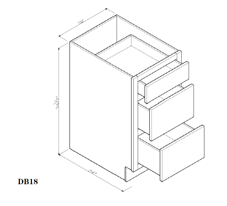 Special Order - 18" Drawer Base Cabinet Frontier Shaker - DB18 Base Cabinets Drawer Bases Frontier Shaker GHI Special Order SPFTS