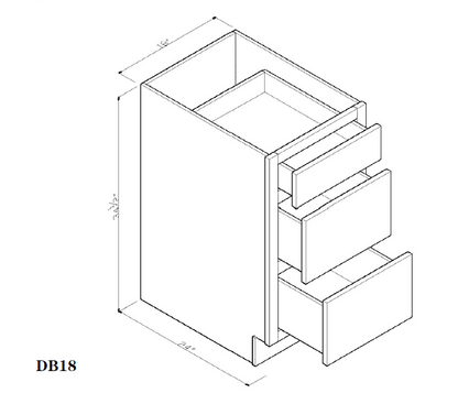 Special Order - 18" Drawer Base Cabinet Frontier Shaker - DB18 Base Cabinets Drawer Bases Frontier Shaker GHI Special Order SPFTS