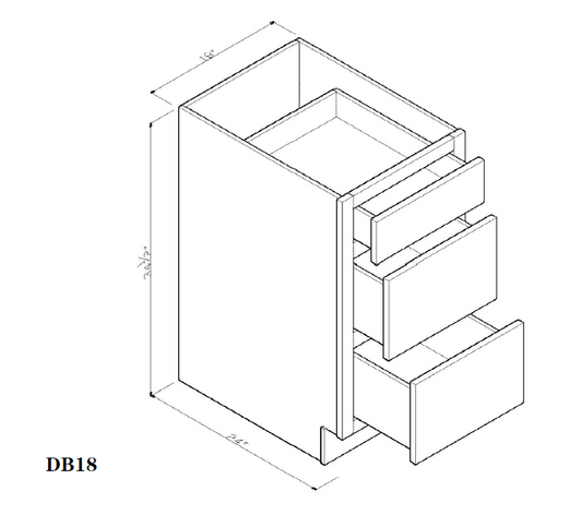 Special Order - 18" Drawer Base Cabinet Frontier Shaker - DB18 Base Cabinets Drawer Bases Frontier Shaker GHI Special Order SPFTS