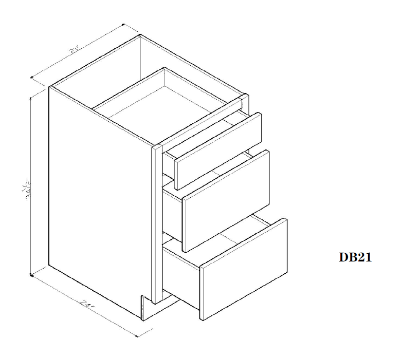 Special Order - 21" Drawer Base Cabinet Mojave Shaker - DB21 Base Cabinets Drawer Bases GHI Mojave Shaker Special Order SPMJS