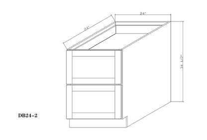 Special Order - 24" Drawer Base Cabinet with 2 Drawers Arcadia White Shaker - DB24-2 Arcadia White Base Cabinets Drawer Bases GHI SPACW Special Order