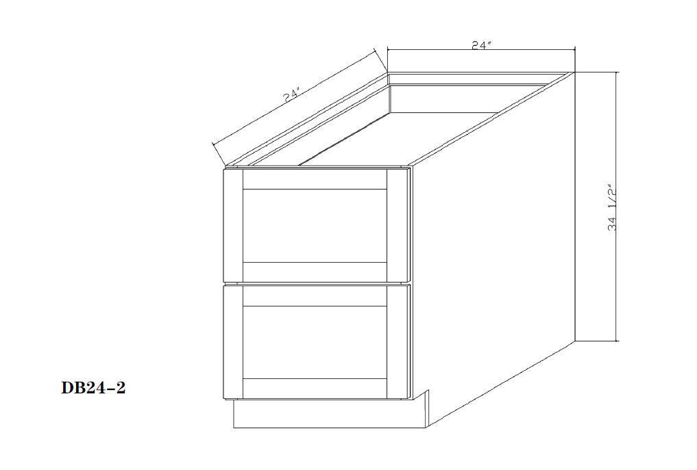 Special Order - 24" Drawer Base Cabinet with 2 Drawers Frontier Shaker - DB24 Base Cabinets Drawer Bases Frontier Shaker GHI Special Order SPFTS