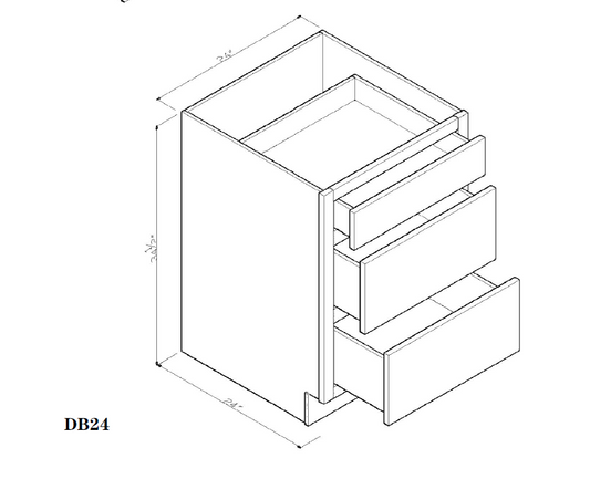 Special Order - 24" Drawer Base Cabinet with 3 Drawers Frontier Shaker - DB24 Base Cabinets Drawer Bases Frontier Shaker GHI Special Order SPFTS