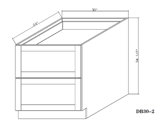 Special Order - 30" Drawer Base Cabinet with 2 Drawers Frontier Shaker - DB30 Base Cabinets Drawer Bases Frontier Shaker GHI Special Order SPFTS