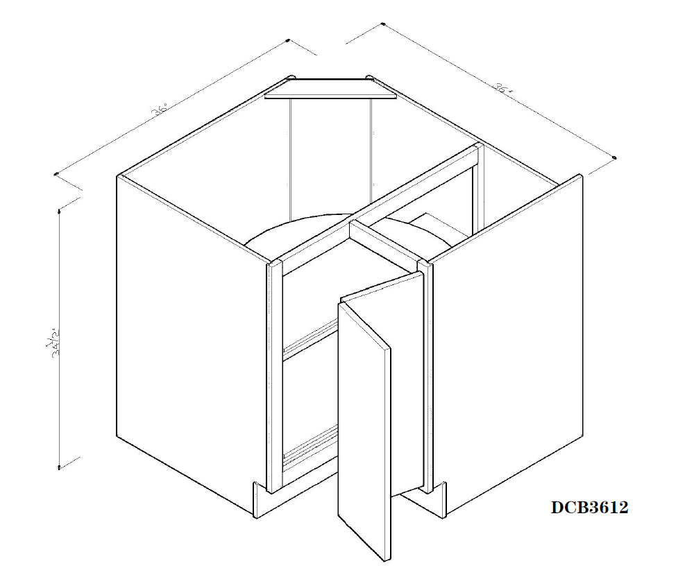 Special Order - 36" x 12" Lazy Susan Corner Base Cabinet Frontier Shaker - DCB3612 Base Cabinets Corner Base Cabinets Frontier Shaker GHI Lazy Susan Special Order SPFTS