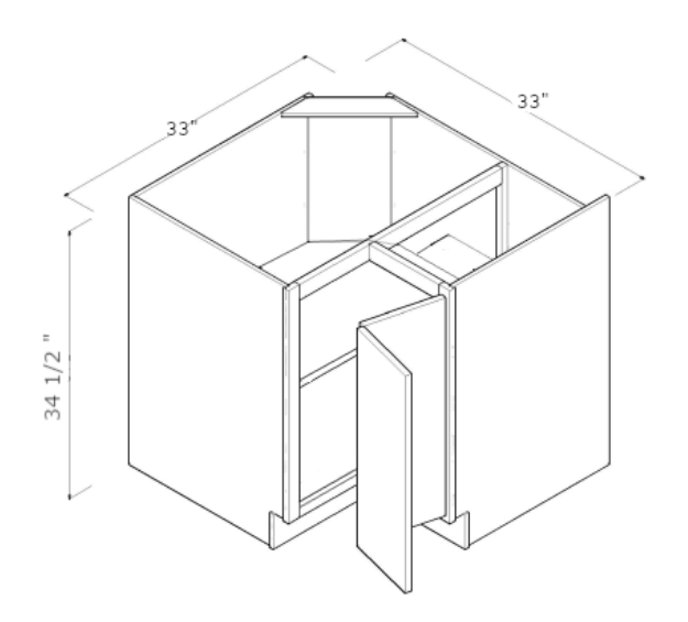 Special Order - 33" x 09" Easy Reach Corner Base Cabinet Arcadia White - ER3309 Arcadia White Base Cabinets Corner Base Cabinets GHI SPACW Special Order