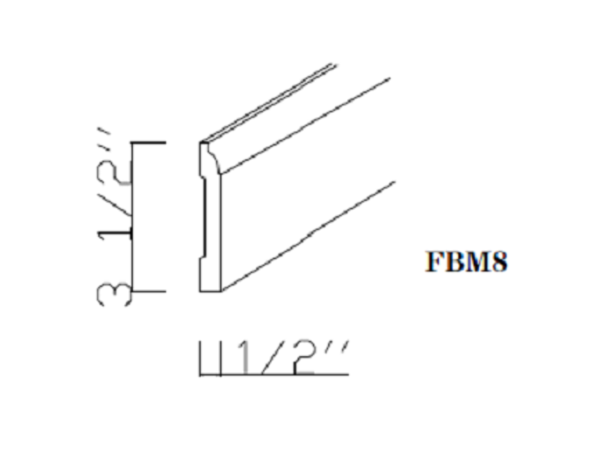 Special Order - 8" Base Molding Arcadia White Shaker - FBM8 Arcadia White GHI GHI Accessories Molding SPACW Special Order