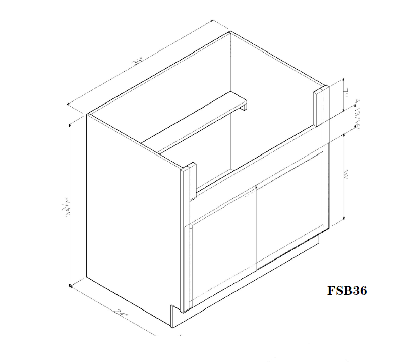 Special Order - 36" Farm House Sink Base Arcadia White Shaker - FSB36 Arcadia White Base Cabinets GHI Sink Bases SPACW Special Order