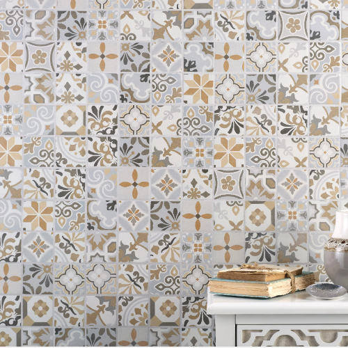 Mediterranean Patchwork 3" Square Mosaic Tile - 10 sq ft Mosaic Tile