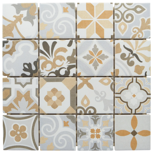 Mediterranean Patchwork 3" Square Mosaic Tile - 10 sq ft Mosaic Tile