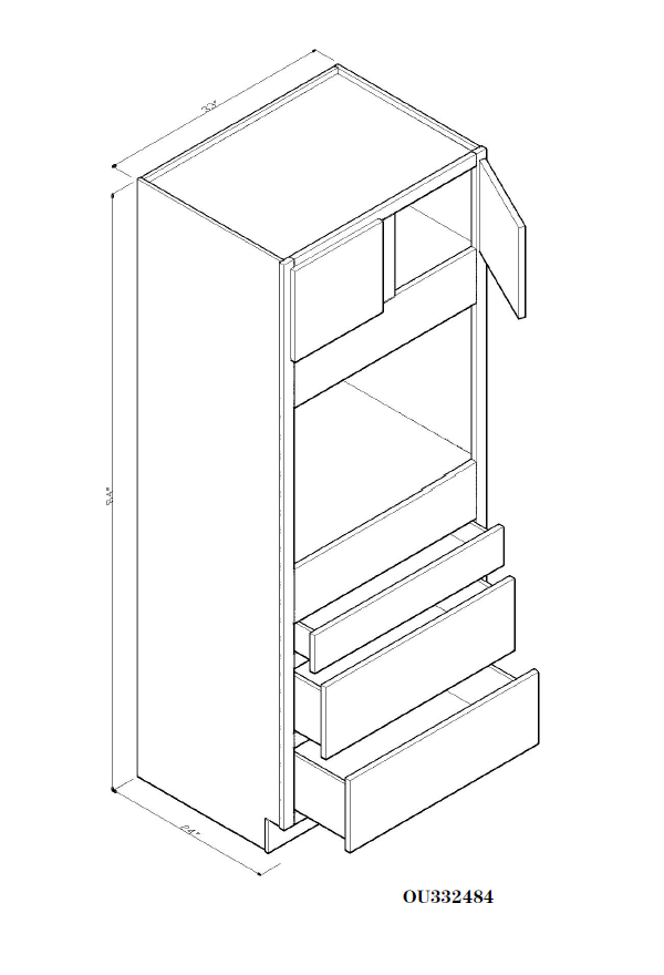 Special Order - 33" x 24" x 84" Oven Cabinet Arcadia White Shaker - OU332484 Arcadia White Base Cabinets GHI GHI Accessories Oven Cabinets SPACW Special Order