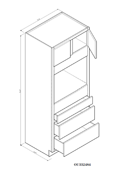 Special Order - 33" x 24" x 84" Oven Cabinet Arcadia White Shaker - OU332484 Arcadia White Base Cabinets GHI GHI Accessories Oven Cabinets SPACW Special Order