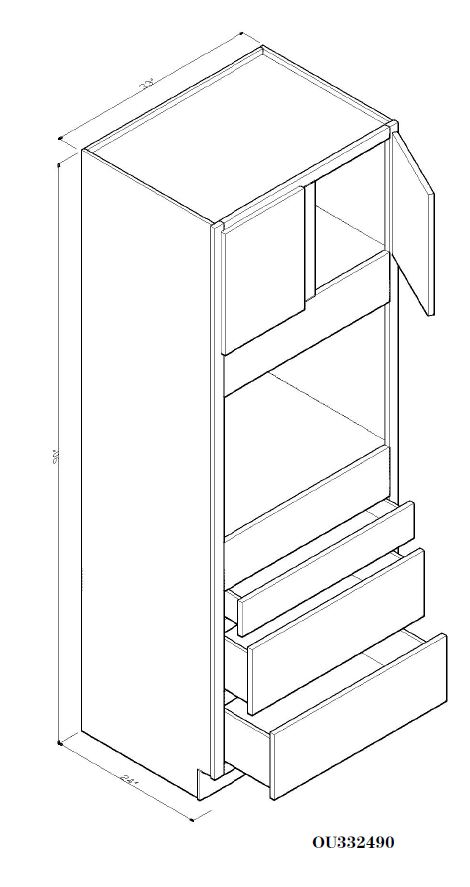 Special Order - 33" x 24" x 90" Oven Cabinet Pacific Gray - OU332490 Base Cabinets GHI GHI Accessories Oven Cabinets Pacific Gray Special Order SPPGS