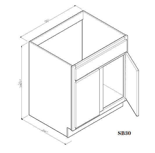 Special Order - 30" Kitchen Sink Base New Castle Gray - SB30 Base Cabinets GHI New Castle Gray Sink Bases Special Order SPNCG