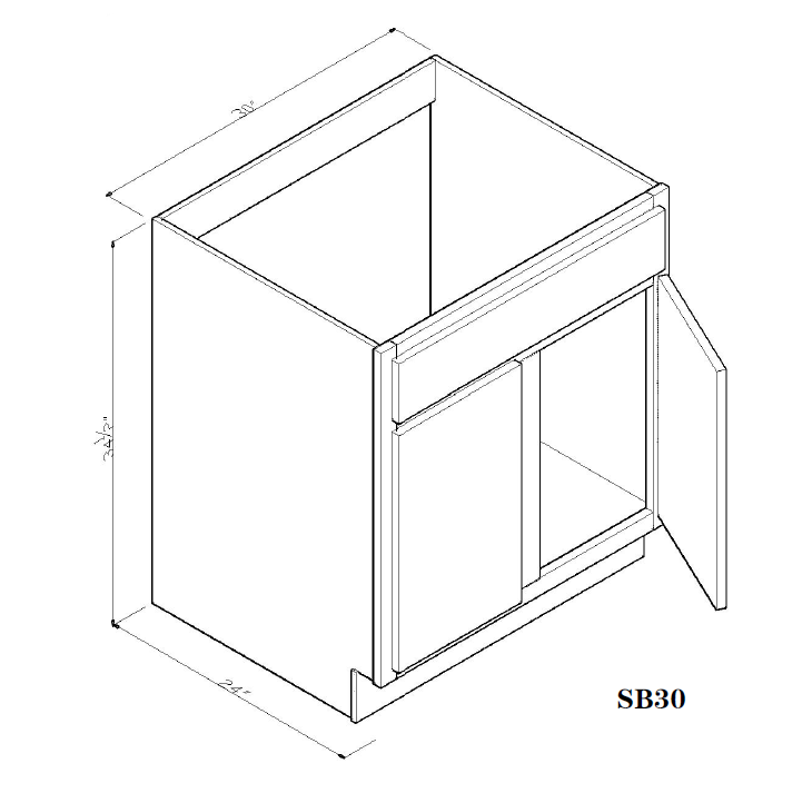 Special Order - 30" Sink Base Frontier Shaker - SB30 Base Cabinets Frontier Shaker GHI Sink Bases Special Order SPFTS