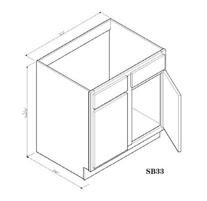 33" Kitchen Sink Base Arcadia White Shaker - SB33 Arcadia White Base Cabinets GHI GHI-INSTORE Sink Bases