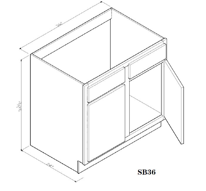 Special Order - 36" Sink Base Frontier Shaker - SB36 Base Cabinets Frontier Shaker GHI Sink Bases Special Order SPFTS