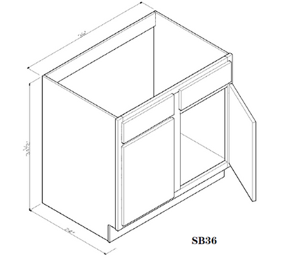 Special Order - 36" Kitchen Sink Base Stone Harbor Gray - SB36 Base Cabinets GHI Sink Bases Special Order SPSHG Stone Harbor Gray