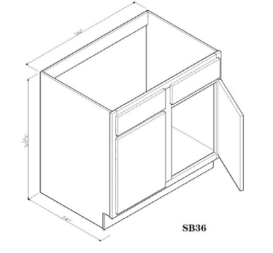 Special Order - 36" Kitchen Sink Base Stone Harbor Gray - SB36 Base Cabinets GHI Sink Bases Special Order SPSHG Stone Harbor Gray