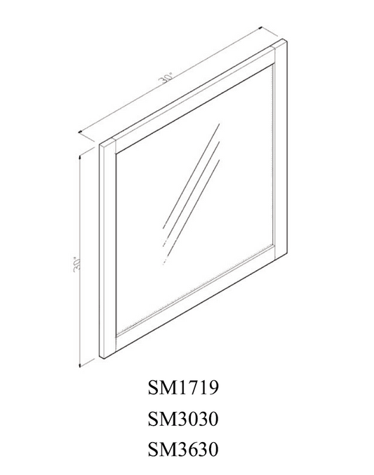 36" x 30" Mirror Arcadia White Shaker - SM3630 Arcadia White Bathroom GHI GHI Accessories Mirrors