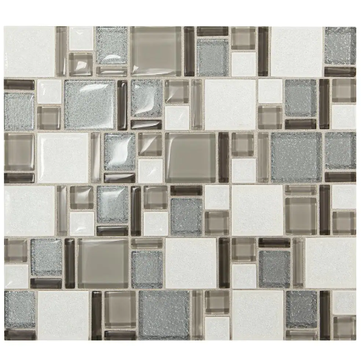 Silver Block Glass Mosaic Tile - 10.6 sq ft Mosaic Tile