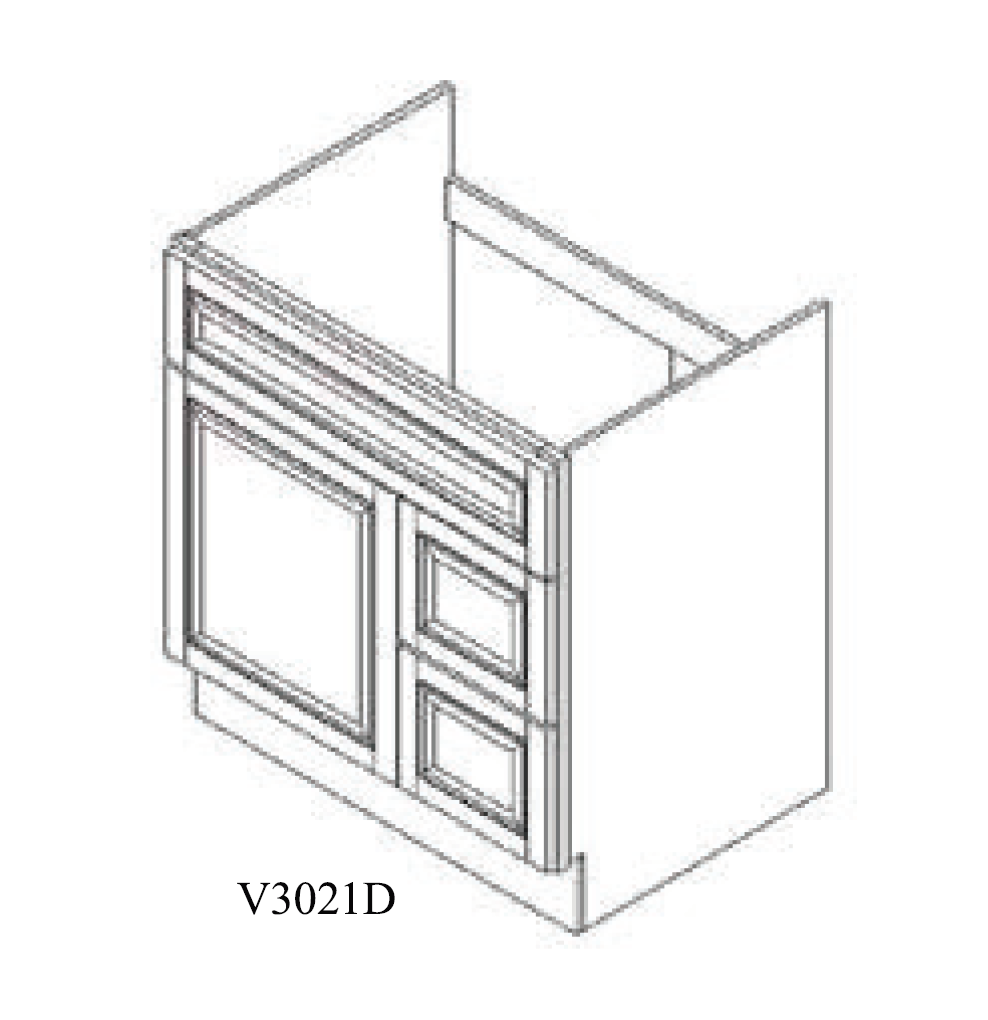 30" x 21" Vanity with Drawers Arcadia White Shaker - V3021D Arcadia White Bathroom GHI GHI-INSTORE Vanity Bases