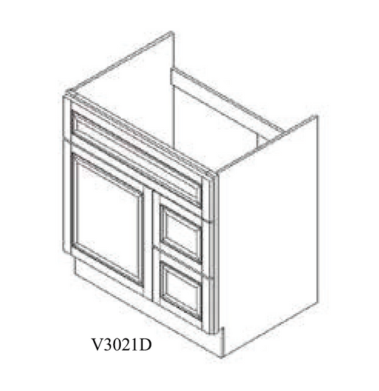 30" x 21" Vanity with Drawers Arcadia White Shaker - V3021D Arcadia White Bathroom GHI GHI-INSTORE Vanity Bases