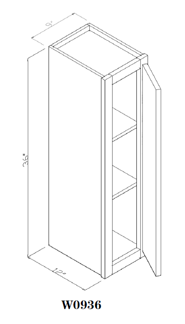 Special Order - 9" x 36" Wall Cabinet Pacific Gray - W0936 36" Wall Cabinets GHI Pacific Gray Special Order SPPGS Wall Cabinets