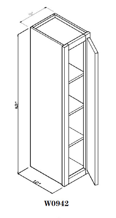 Special Order - 9" x 42" Wall Cabinet Arcadia White Shaker - W0942 42" Wall Cabinets Arcadia White GHI SPACW Special Order Wall Cabinets