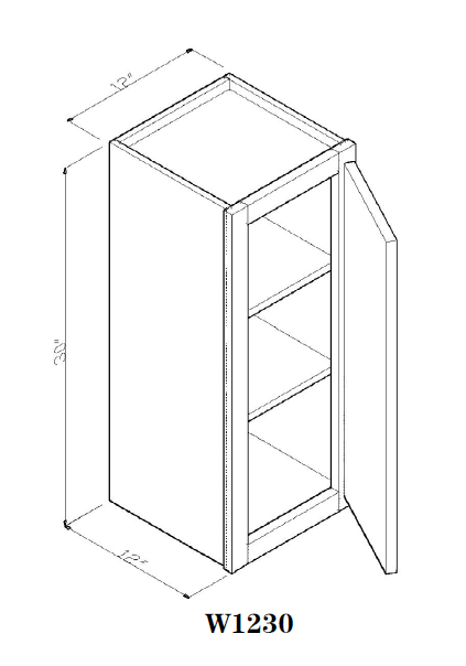 Special Order - 12" x 30" Wall Cabinet Frontier Shaker - W1230 30" Wall Cabinets Frontier Shaker GHI Special Order SPFTS Wall Cabinets