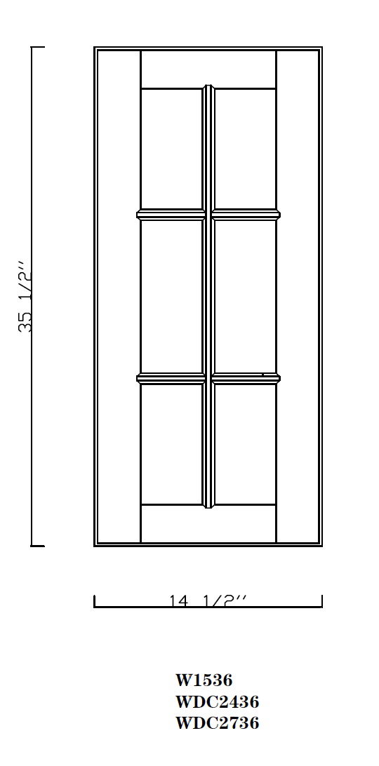 Special Order - 15" x 36" Mullion Door Rustic Walnut - 1536MD 36" Wall Cabinets GHI GHI Accessories Mullion Door Rustic Walnut Special Order SPRWS