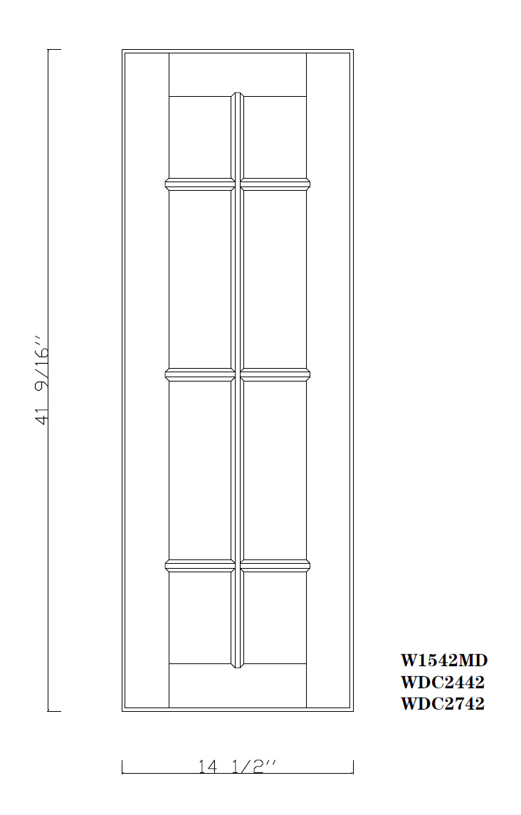 Special Order - 15" x 42" Mullion Door Arcadia White Shaker - 1542MD Arcadia White GHI GHI Accessories Mullion Door SPACW Special Order