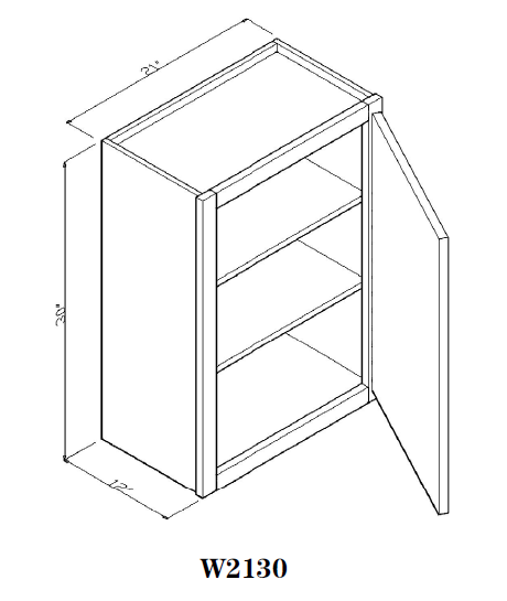 Special Order - 21" x 30" Wall Cabinet Frontier Shaker - W2130 30" Wall Cabinets Frontier Shaker GHI Special Order SPFTS Wall Cabinets