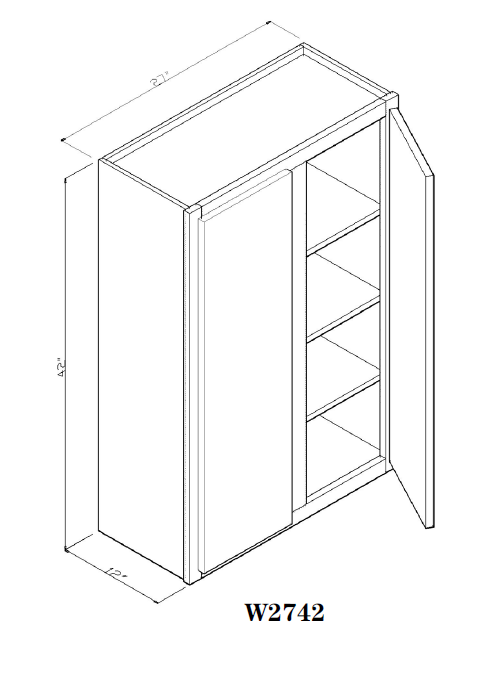 Special Order - 27" x 42" Wall Cabinet Arcadia White Shaker - W2742 42" Wall Cabinets Arcadia White GHI SPACW Special Order Wall Cabinets