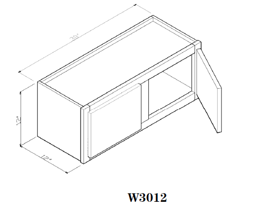 Special Order - 30" x 12" Wall Cabinet Frontier Shaker - W3012 Frontier Shaker GHI Special Order SPFTS Upper Wall Cabinets Wall Cabinets