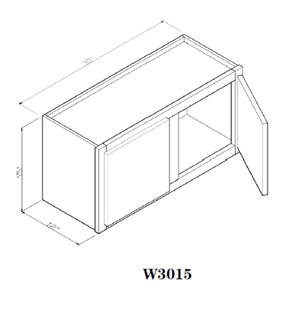 Special Order - 30" x 15" Wall Cabinet Frontier Shaker - W3015 Frontier Shaker GHI Special Order SPFTS Upper Wall Cabinets Wall Cabinets