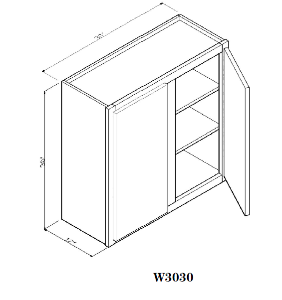 Special Order - 30" x 30" Wall Cabinet Rustic Walnut - W3030 30" Wall Cabinets GHI Rustic Walnut Special Order SPRWS Wall Cabinets