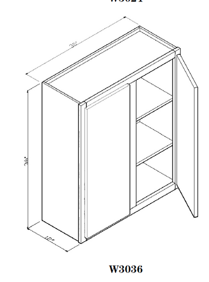 Special Order - 30" x 36" Wall Cabinet Arcadia White Shaker - W3036 36" Wall Cabinets Arcadia White GHI SPACW Special Order Wall Cabinets