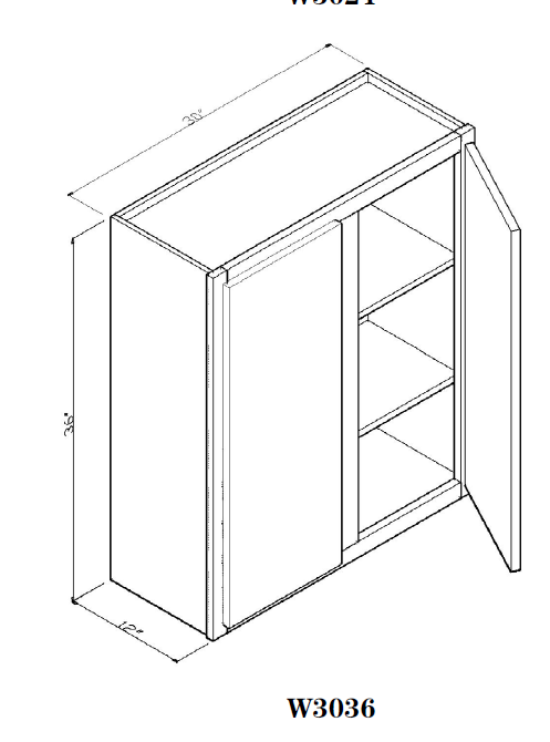 Special Order - 30" x 36" Wall Cabinet Arcadia White Shaker - W3036 36" Wall Cabinets Arcadia White GHI SPACW Special Order Wall Cabinets