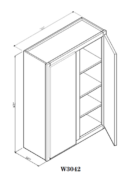 Special Order - 30" x 42" Wall Cabinet Arcadia White Shaker - W3042 42" Wall Cabinets Arcadia White GHI SPACW Special Order Wall Cabinets