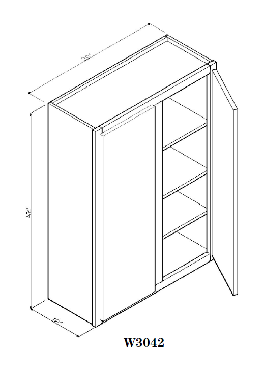 Special Order - 30" x 42" Wall Cabinet Arcadia White Shaker - W3042 42" Wall Cabinets Arcadia White GHI SPACW Special Order Wall Cabinets